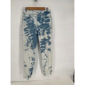 Levi's Bleach Tie Dye High Rise Mom Jeans Distressed Denim Pants WaterLess Sz 28
